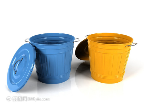 蓝与黄的分离 3D艺术视角下的塑料桶美学